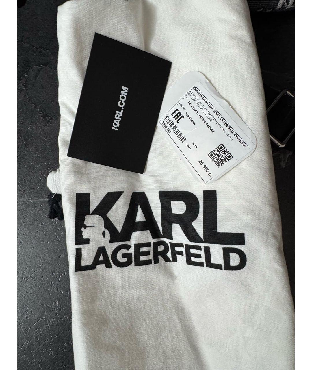 KARL LAGERFELD Антрацитовая поясная сумка, фото 5