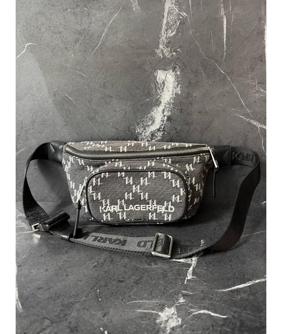 KARL LAGERFELD Антрацитовая поясная сумка, фото 9