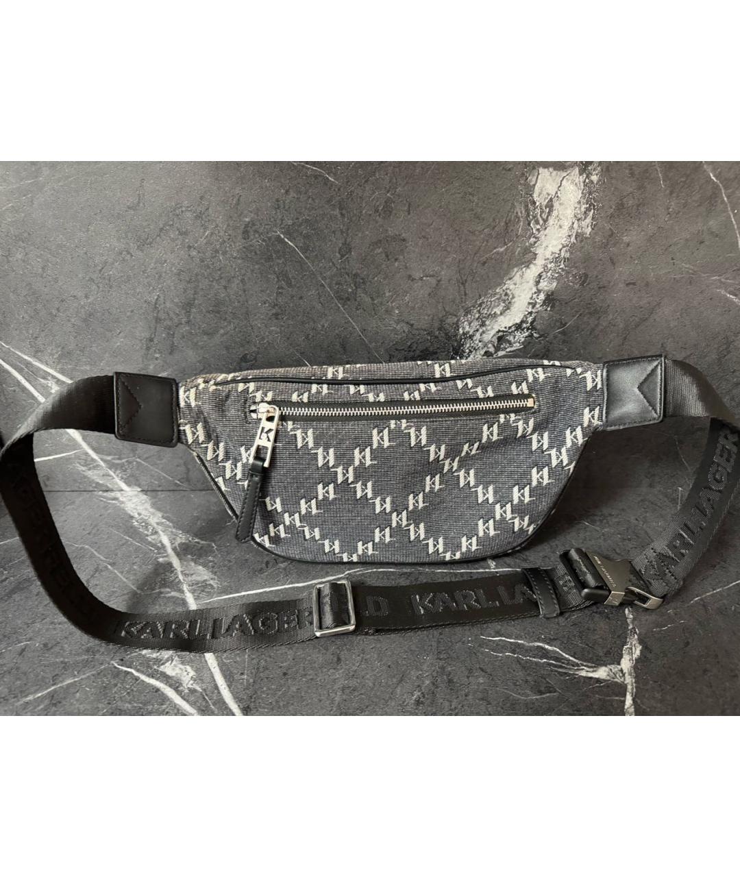 KARL LAGERFELD Антрацитовая поясная сумка, фото 3