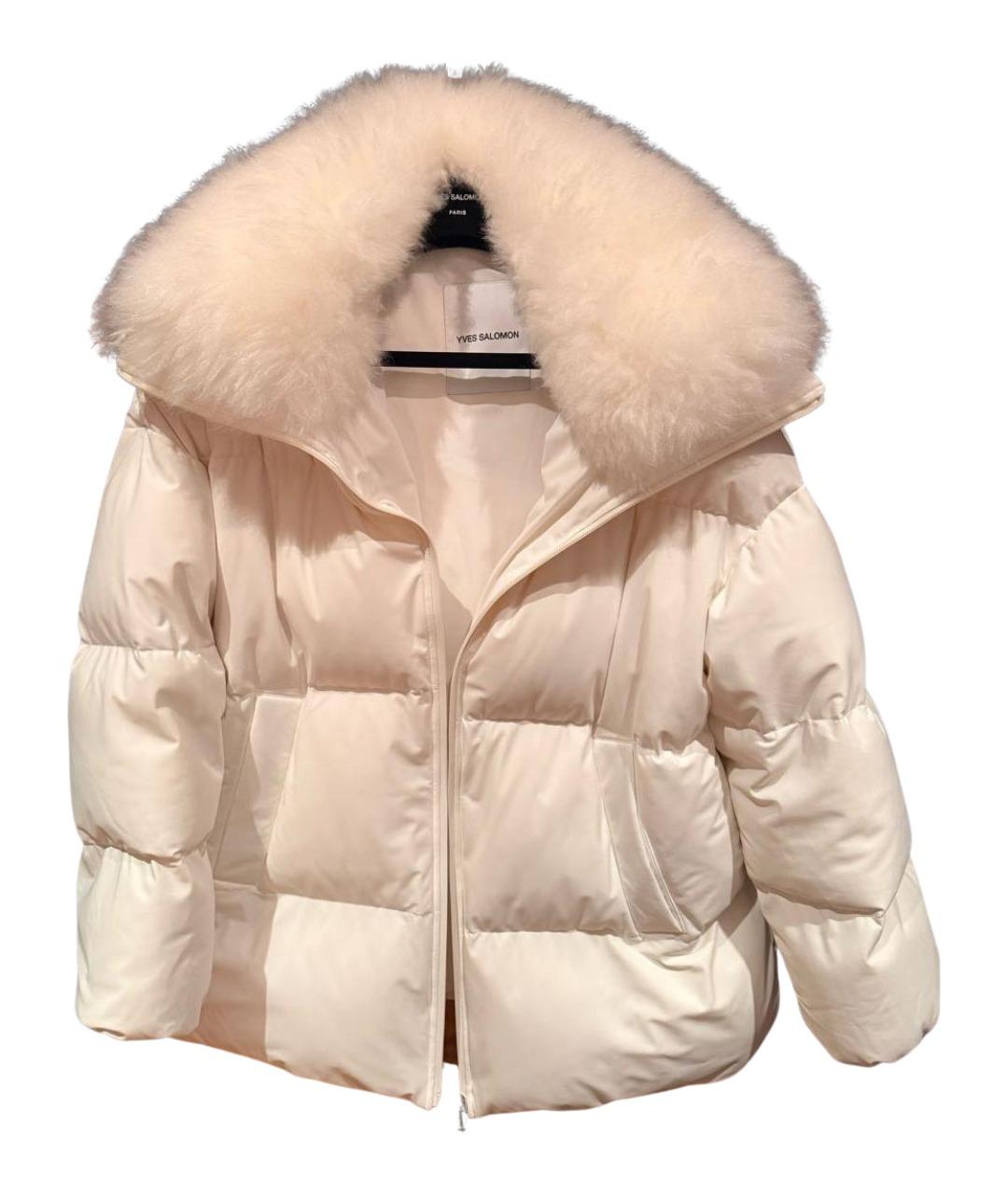 YVES SALOMON Белая хлопко-эластановая куртка, фото 1