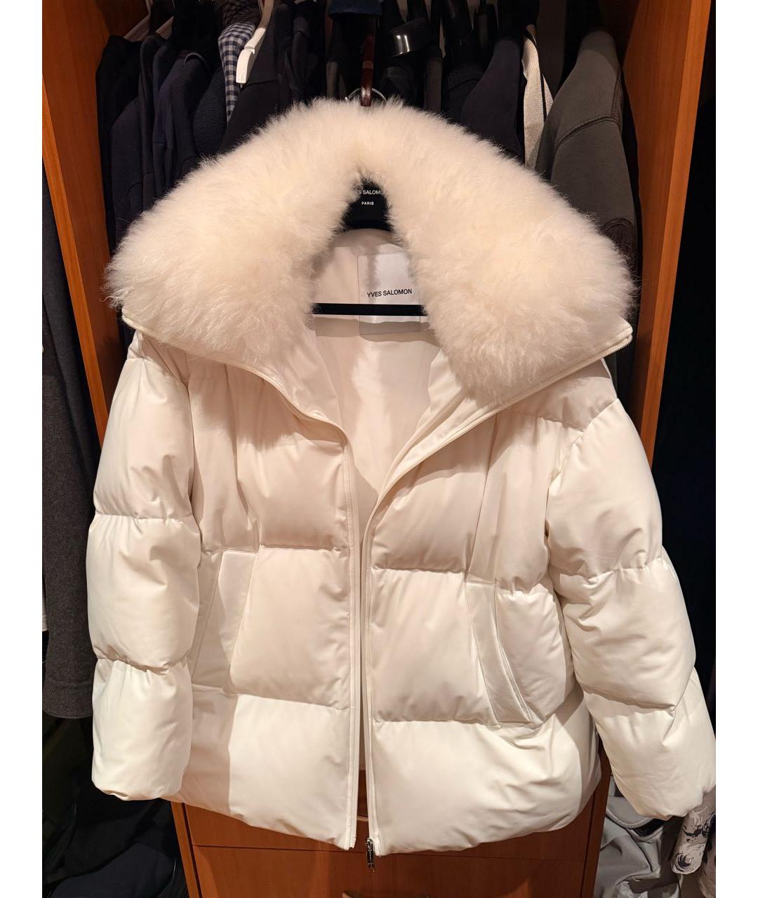 YVES SALOMON Белая хлопко-эластановая куртка, фото 7