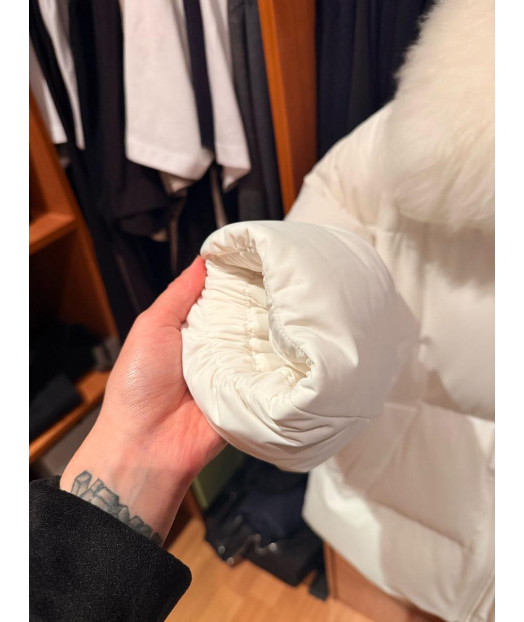 YVES SALOMON Белая хлопко-эластановая куртка, фото 6