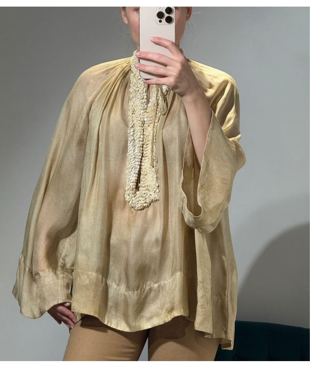 RALPH LAUREN Бежевая шелковая блузы, фото 5