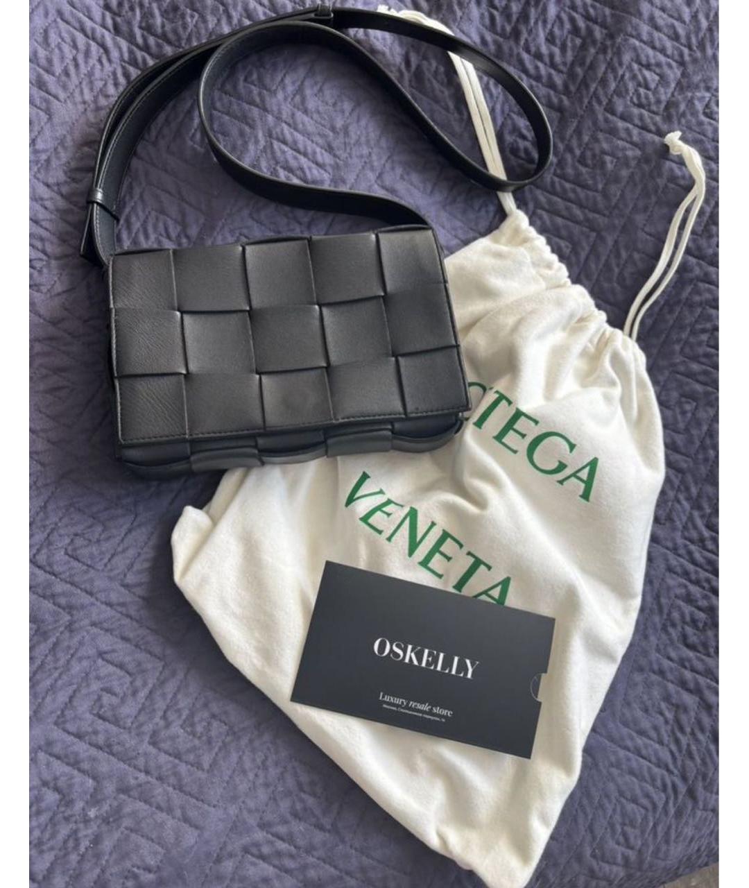 BOTTEGA VENETA Черная кожаная сумка через плечо, фото 2