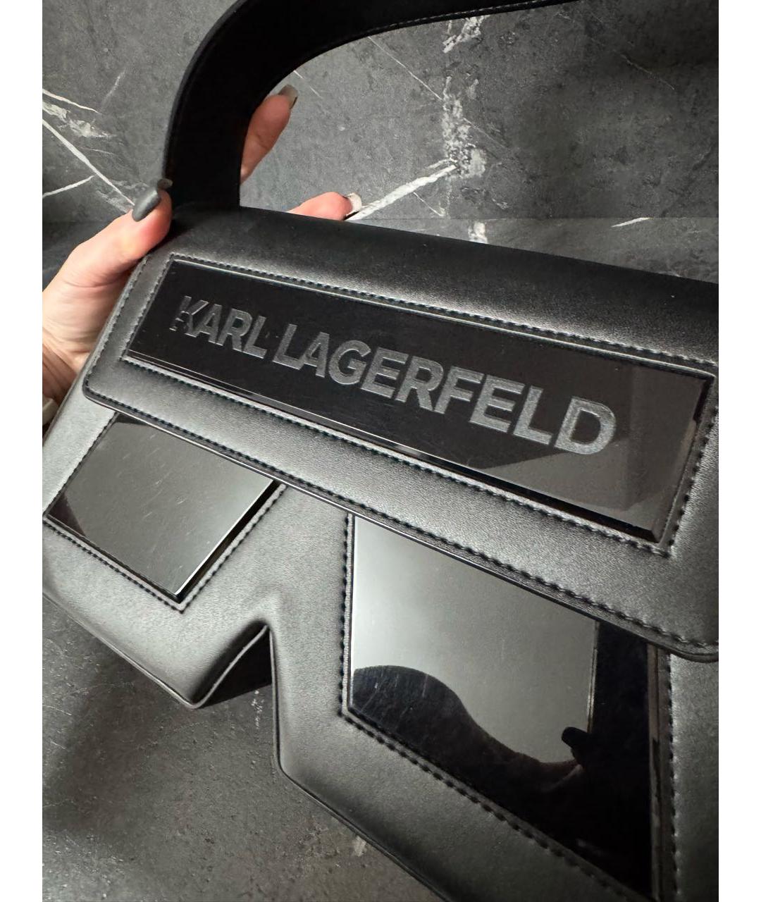 KARL LAGERFELD Черная кожаная сумка через плечо, фото 7