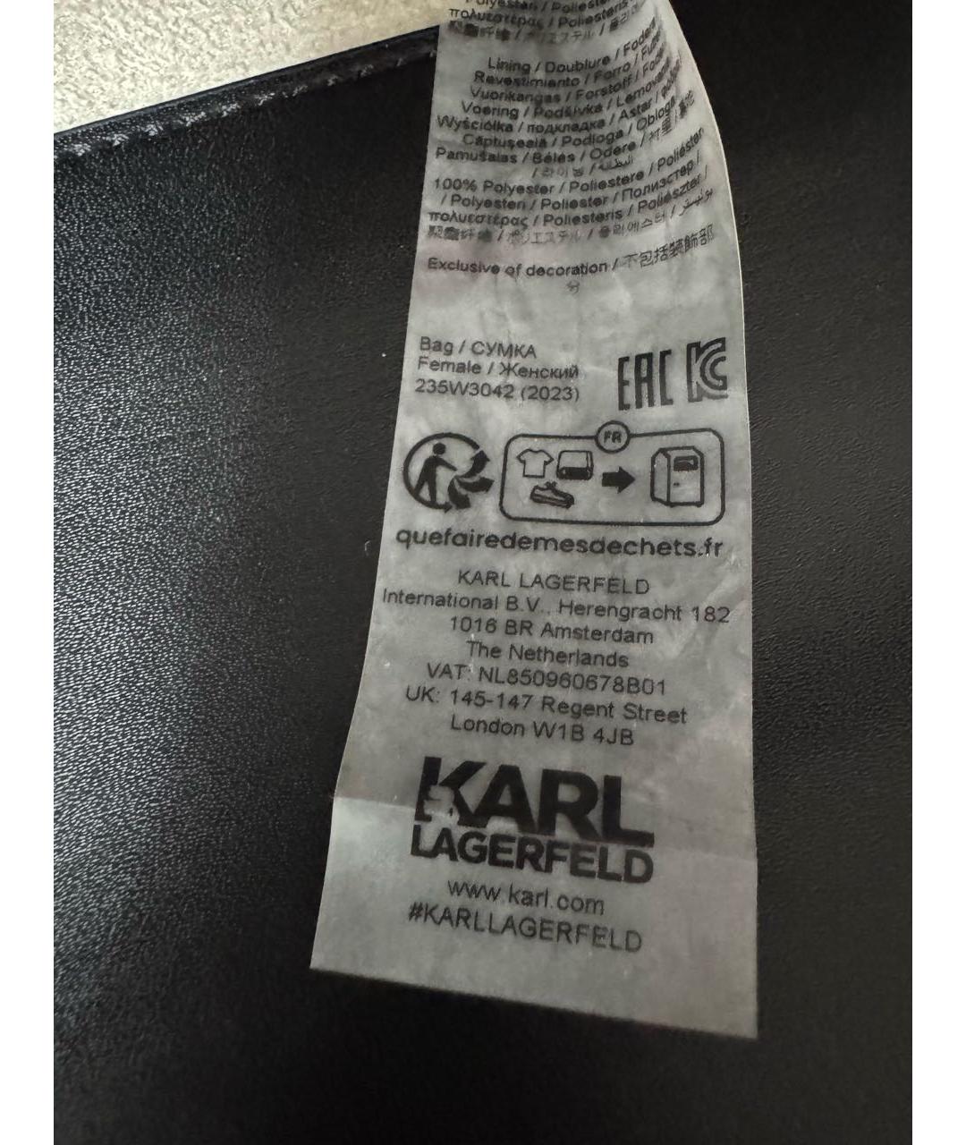 KARL LAGERFELD Черная кожаная сумка через плечо, фото 6