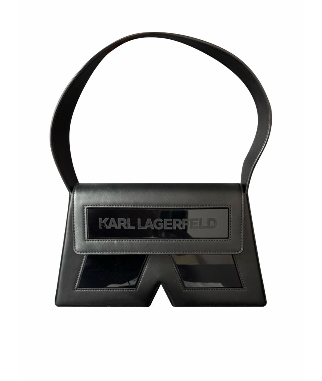 KARL LAGERFELD Черная кожаная сумка через плечо, фото 1