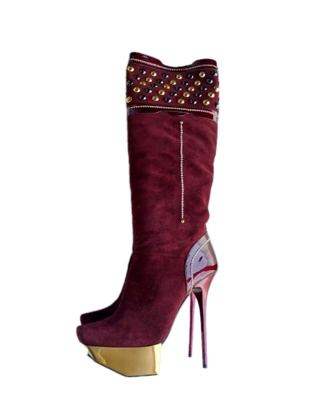 GIAN MARCO LORENZI Бордовые замшевые сапоги, фото 10