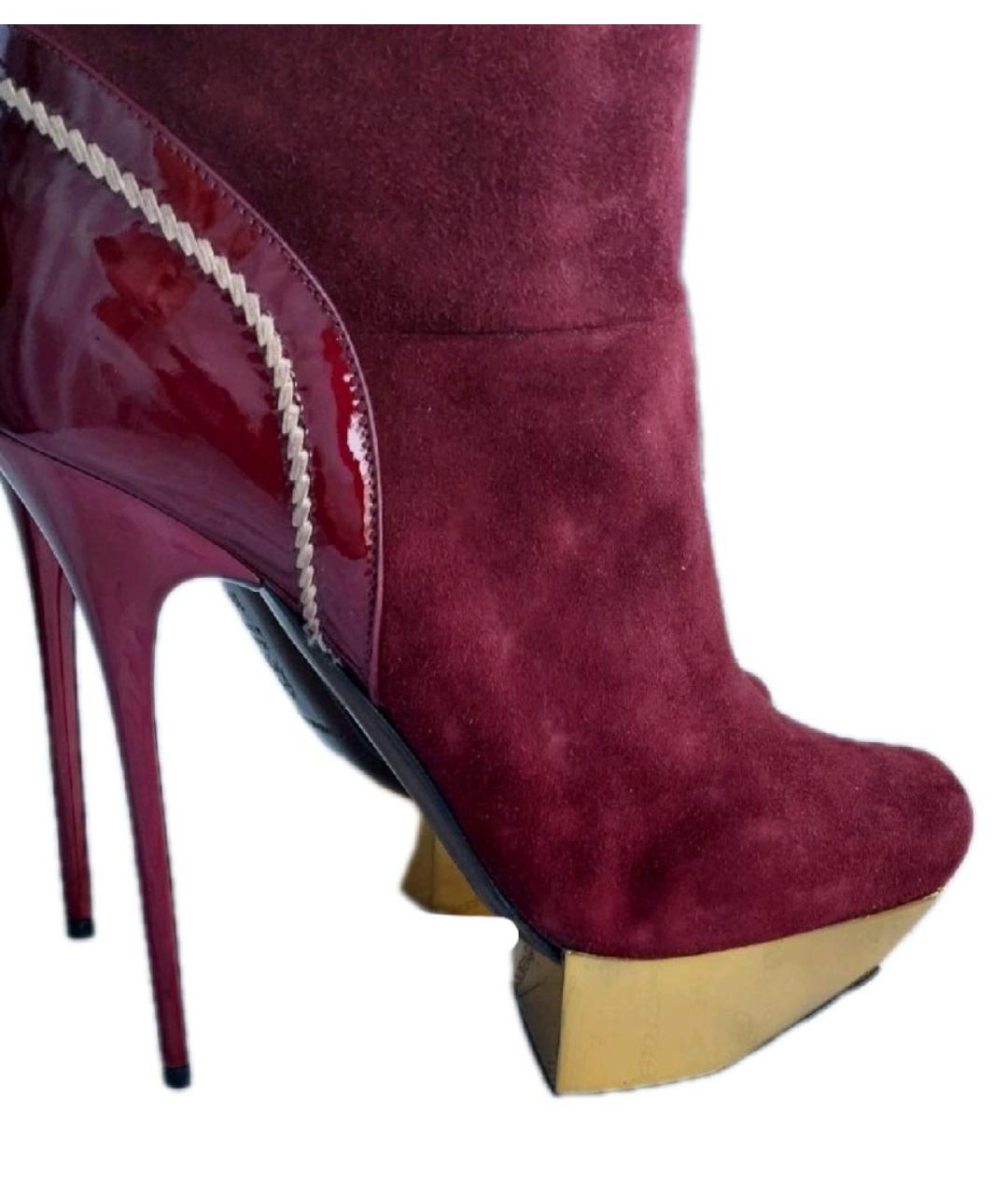 GIAN MARCO LORENZI Бордовые замшевые сапоги, фото 6