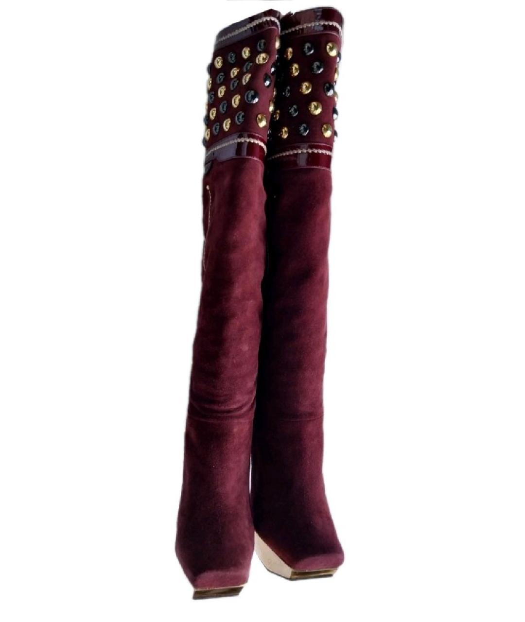 GIAN MARCO LORENZI Бордовые замшевые сапоги, фото 3