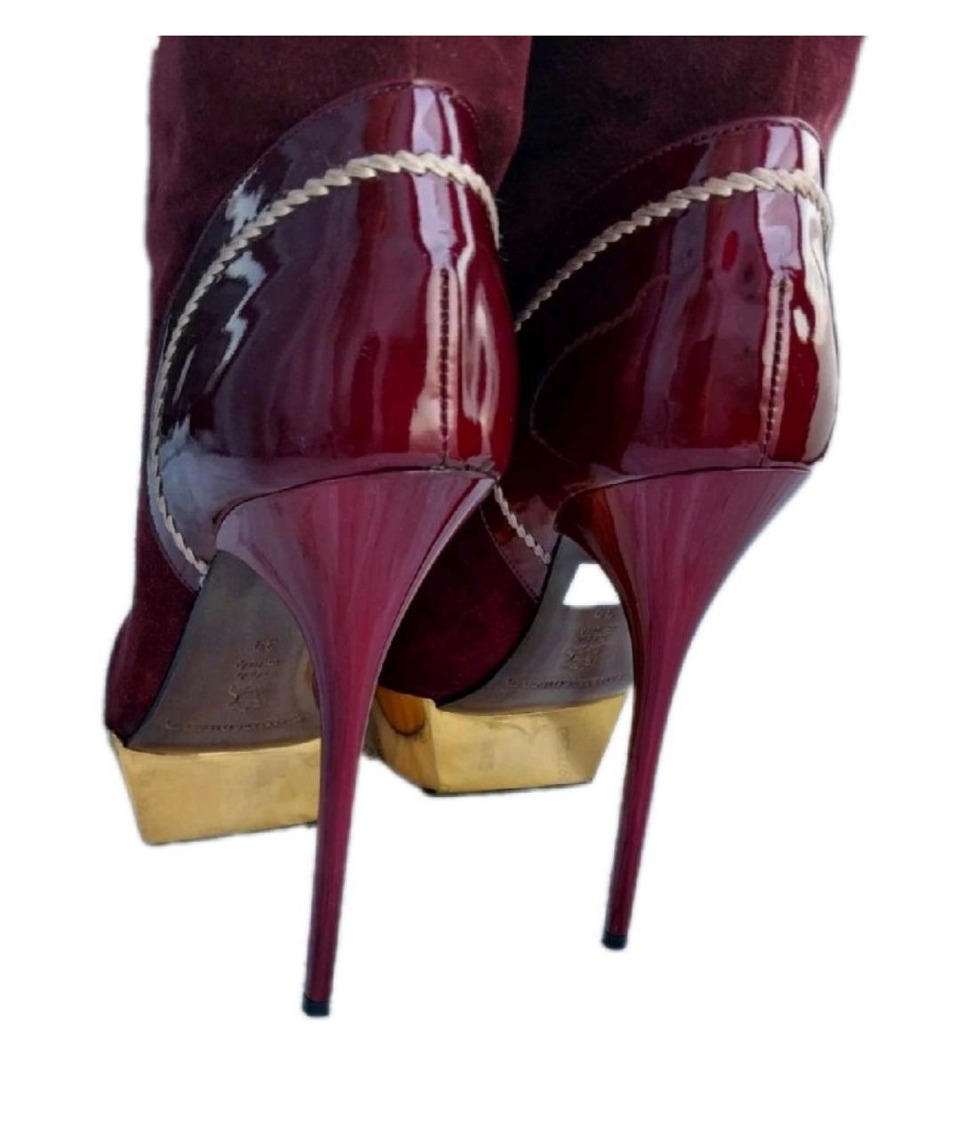 GIAN MARCO LORENZI Бордовые замшевые сапоги, фото 5