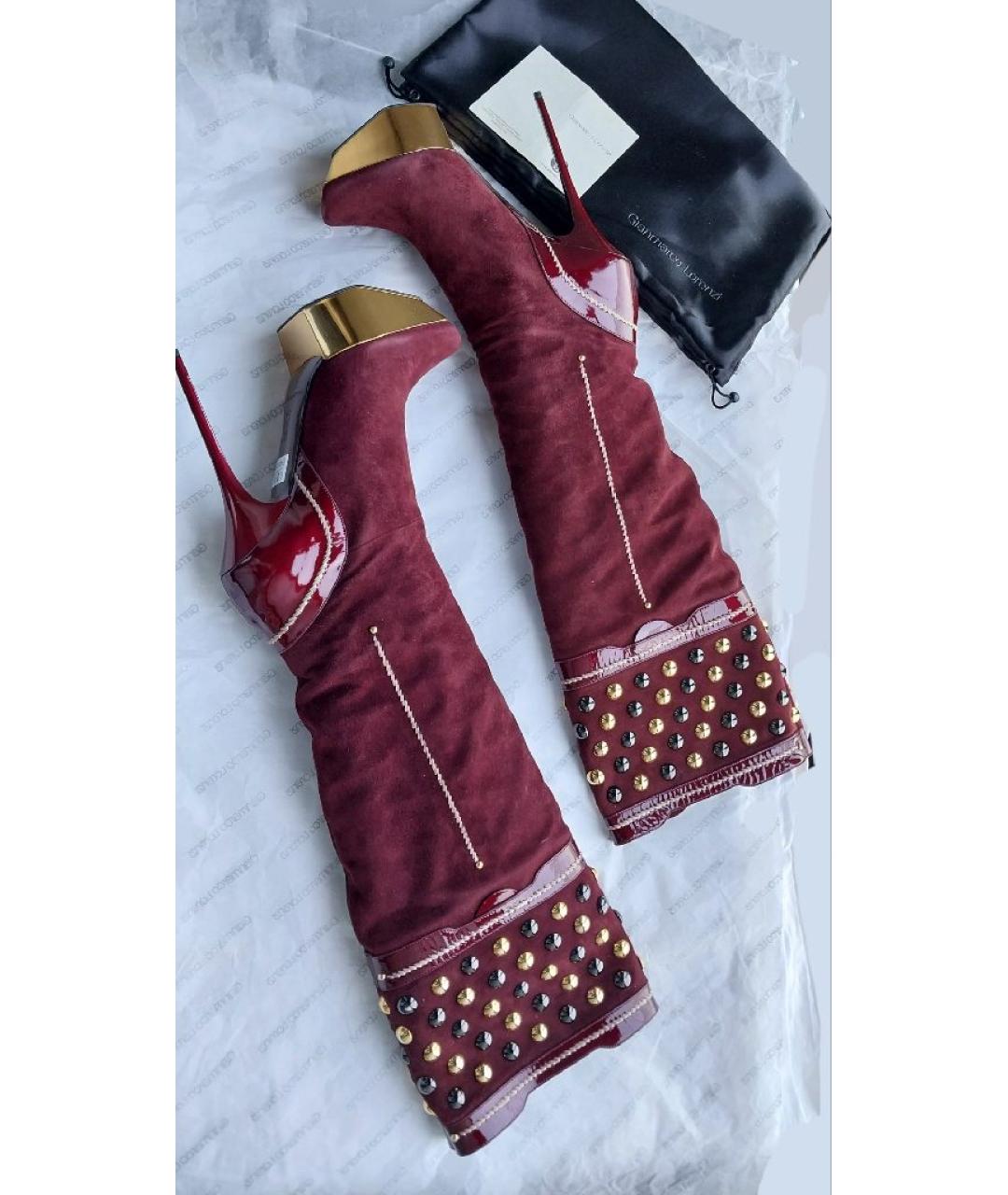 GIAN MARCO LORENZI Бордовые замшевые сапоги, фото 7