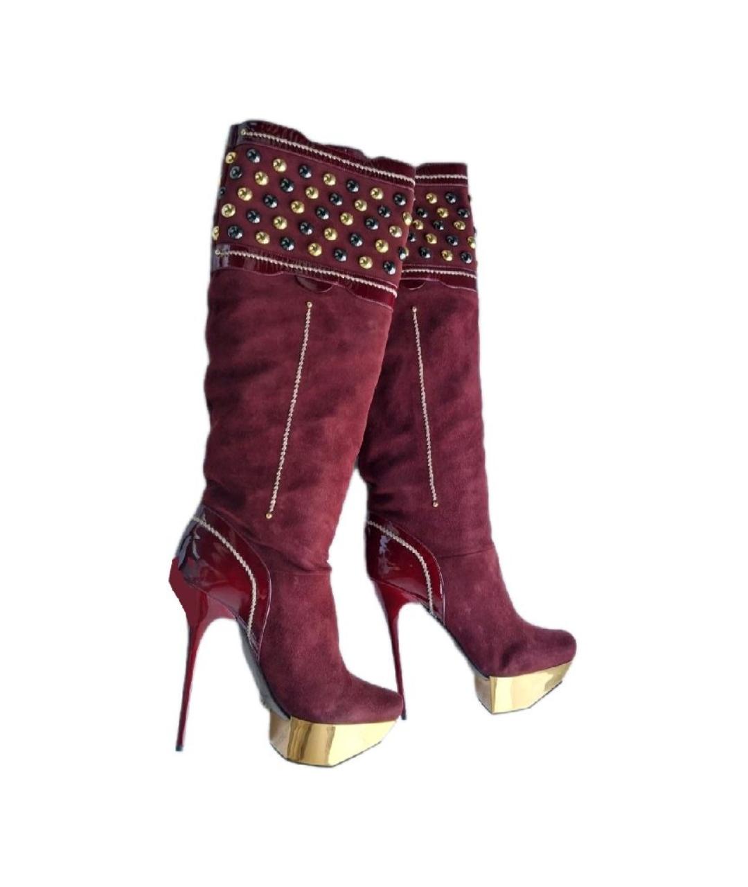 GIAN MARCO LORENZI Бордовые замшевые сапоги, фото 2