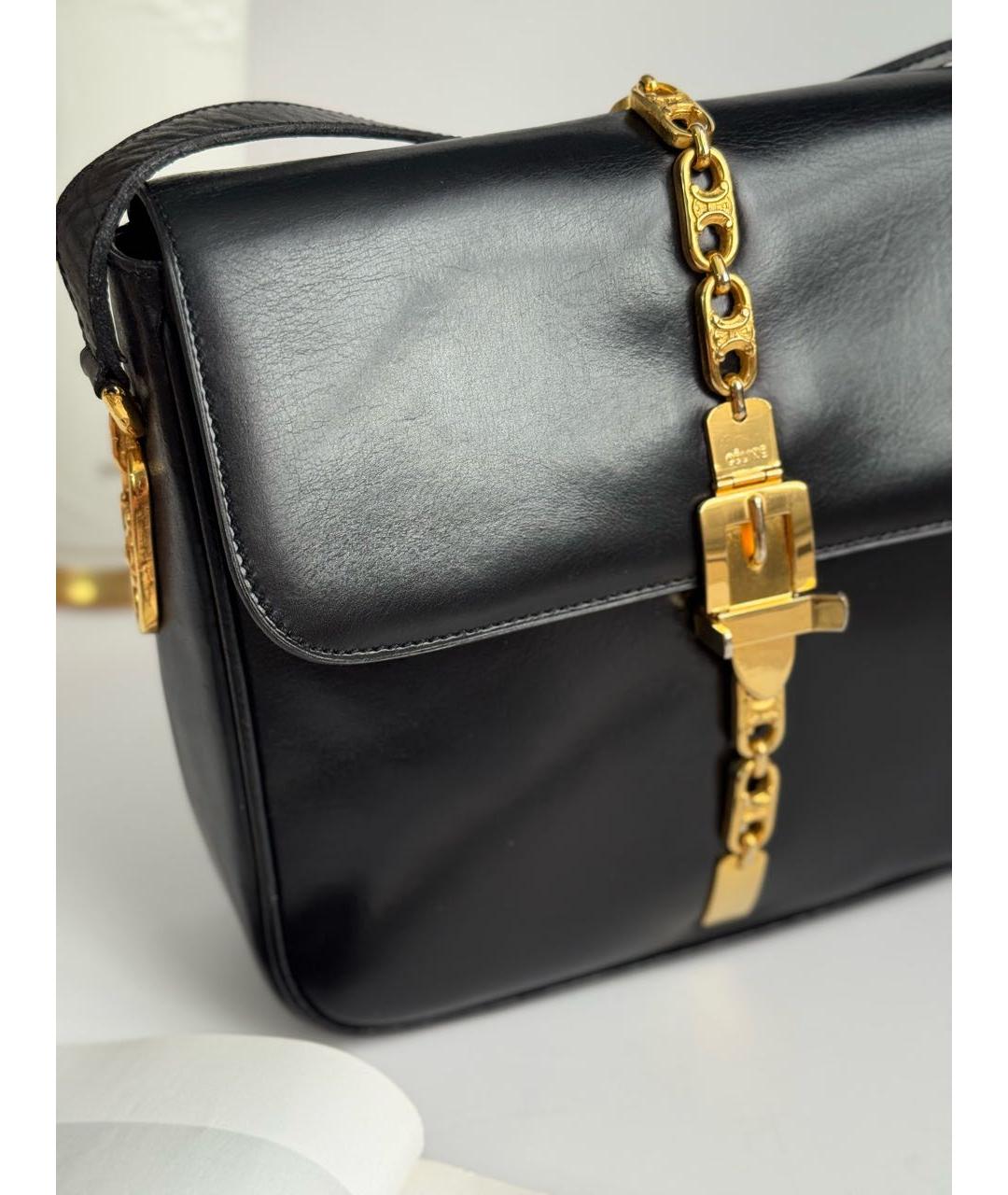 CELINE Черная кожаная сумка через плечо, фото 5