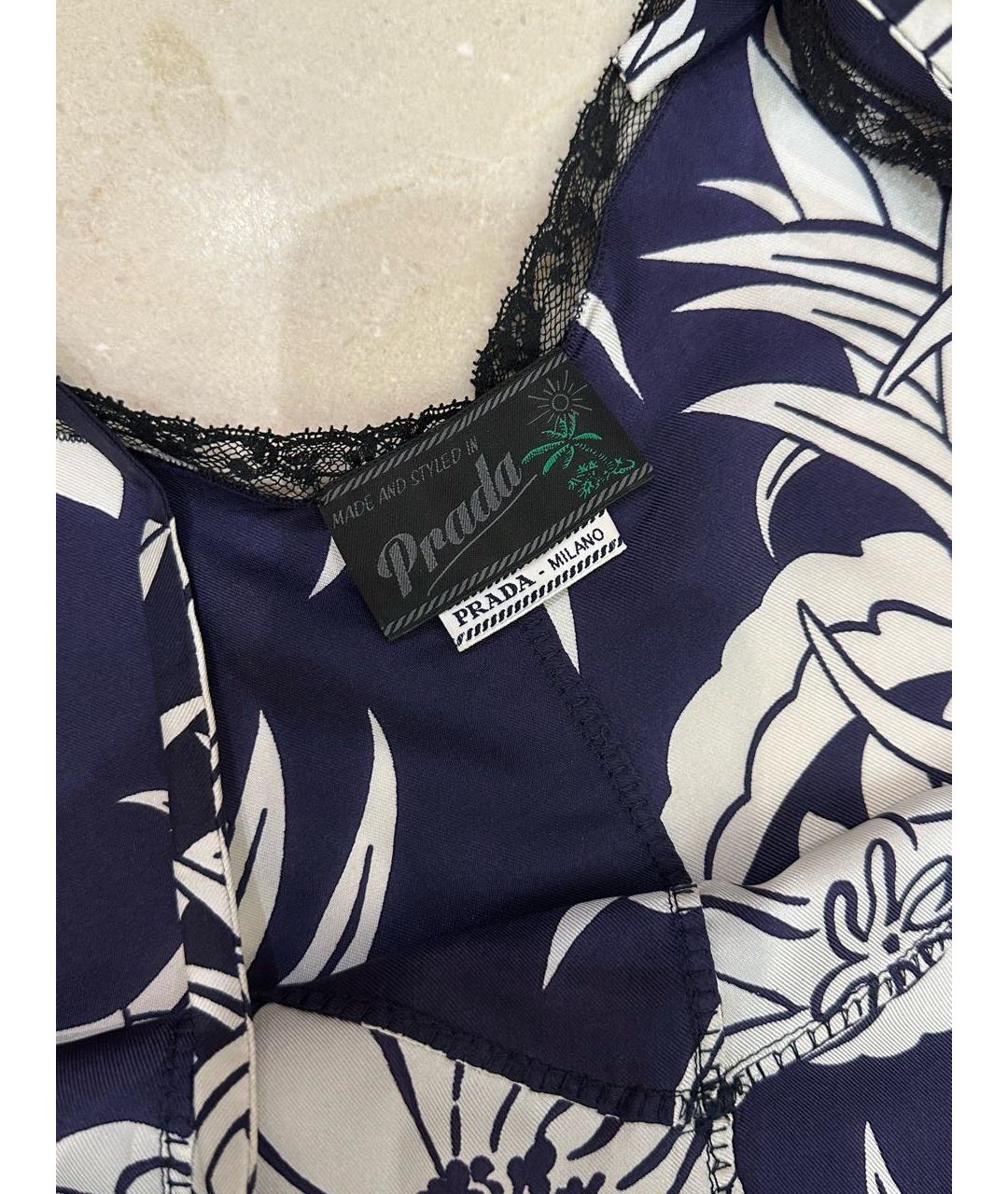 PRADA Синее шелковое коктейльное платье, фото 3