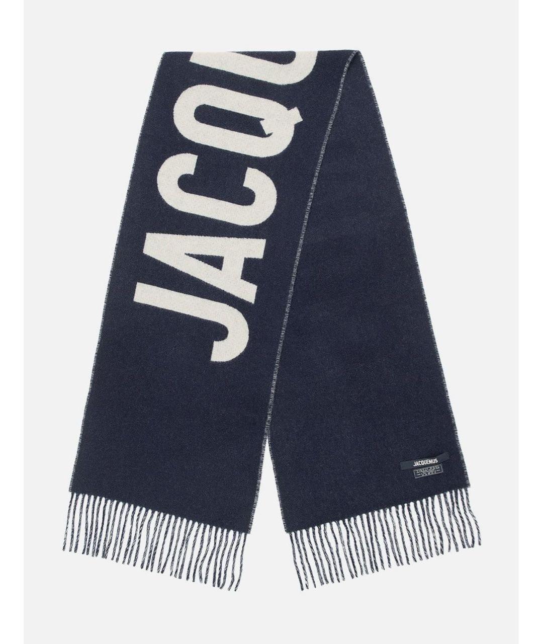 JACQUEMUS Темно-синий шерстяной шарф, фото 6