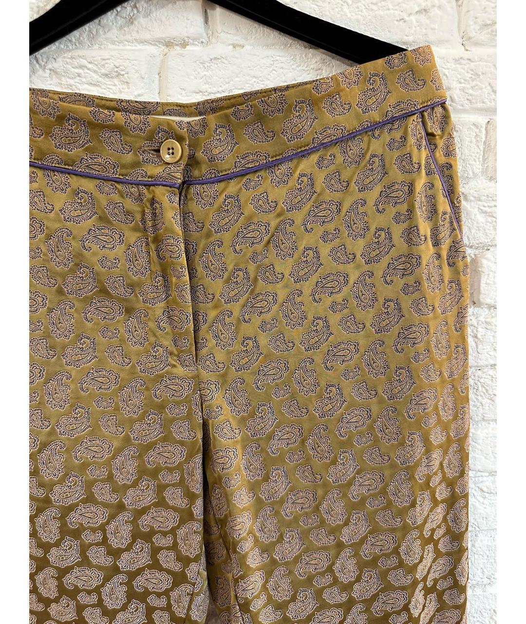 ETRO Хаки вискозные прямые брюки, фото 3