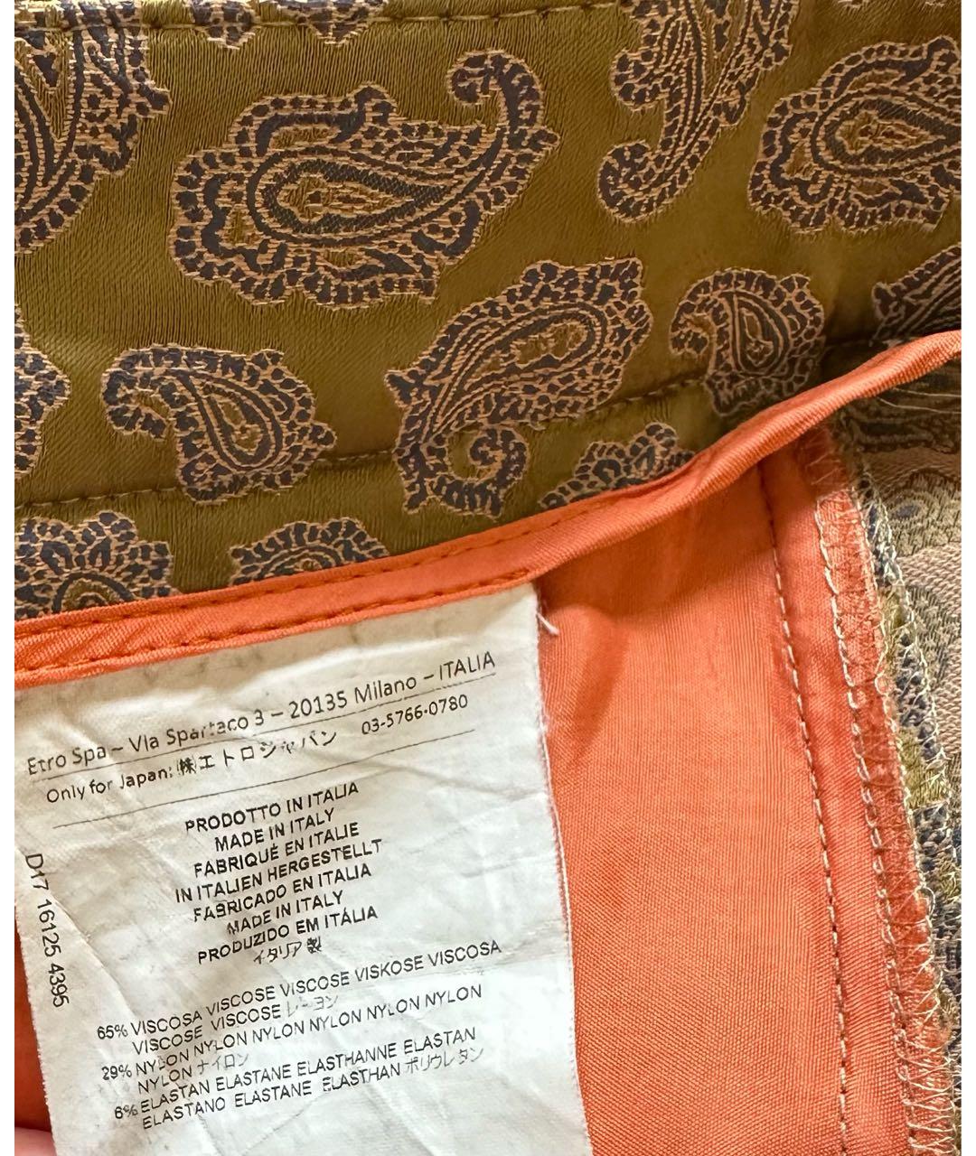 ETRO Хаки вискозные прямые брюки, фото 7