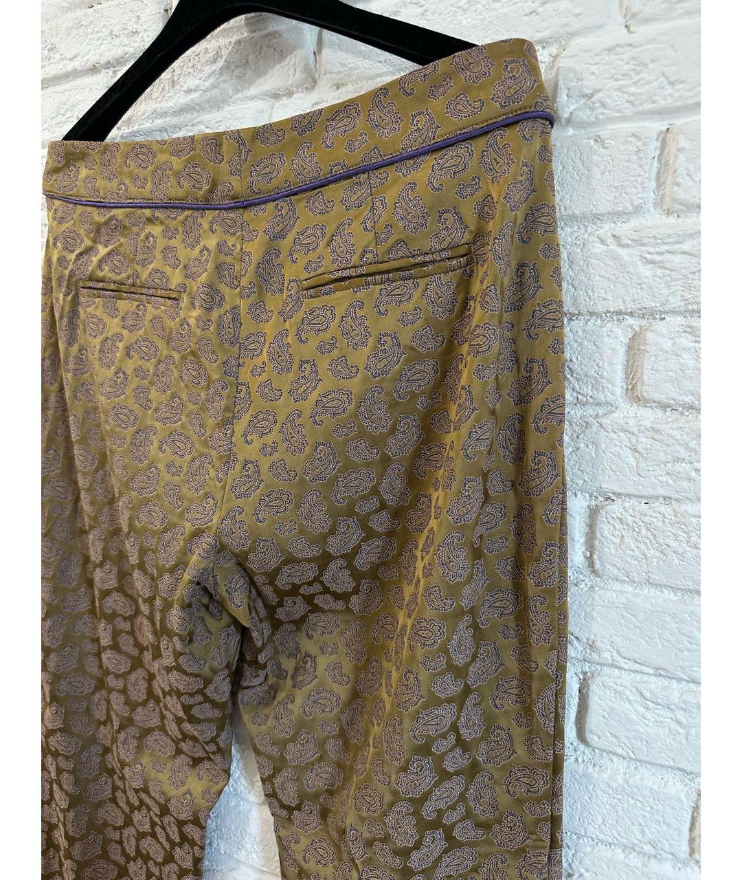 ETRO Хаки вискозные прямые брюки, фото 5