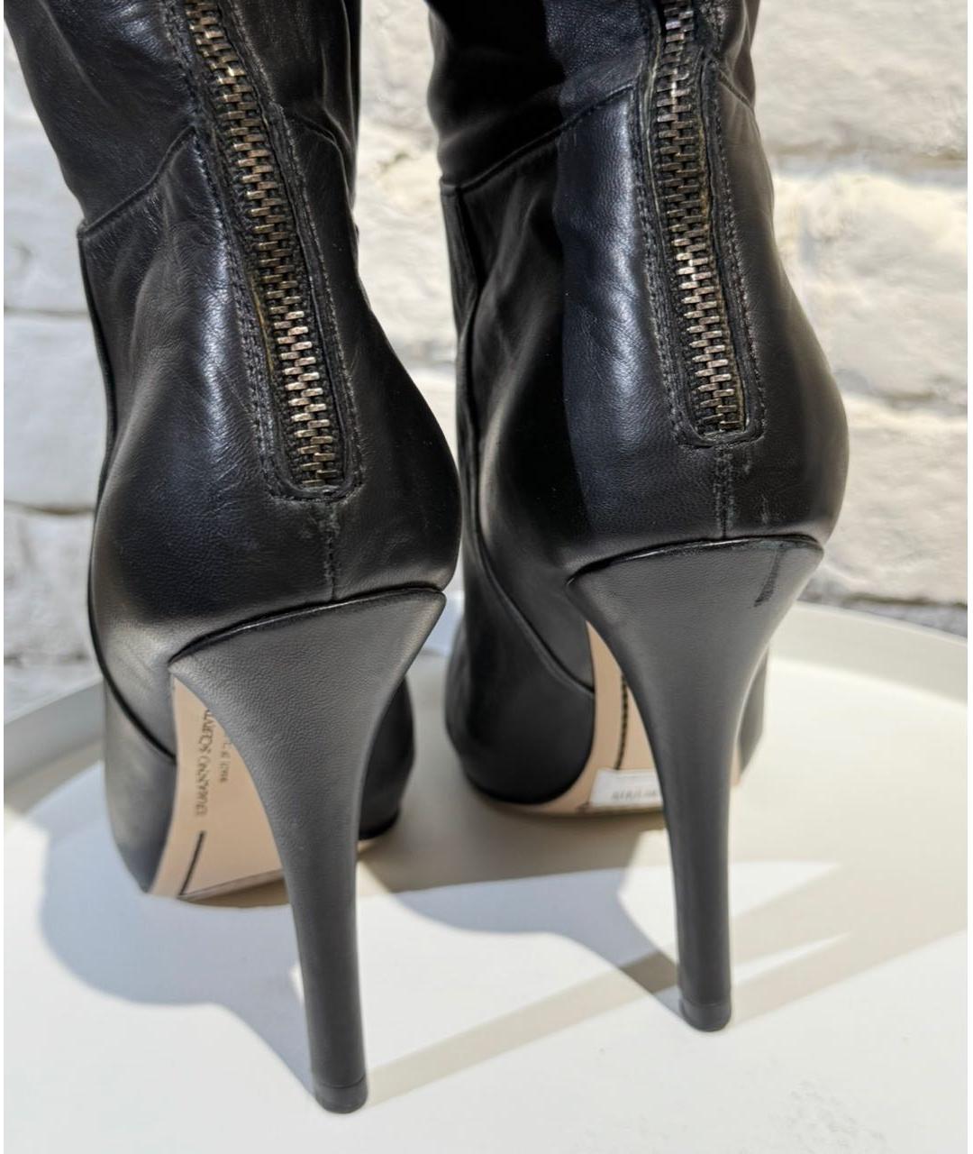 ERMANNO SCERVINO Черные кожаные ботфорты, фото 4