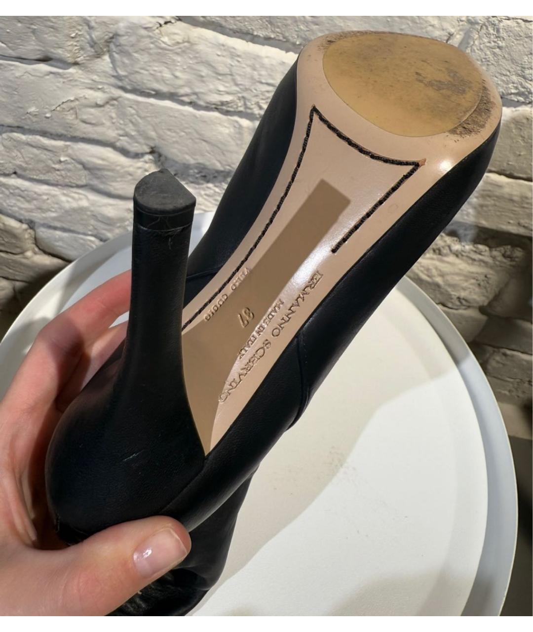 ERMANNO SCERVINO Черные кожаные ботфорты, фото 8