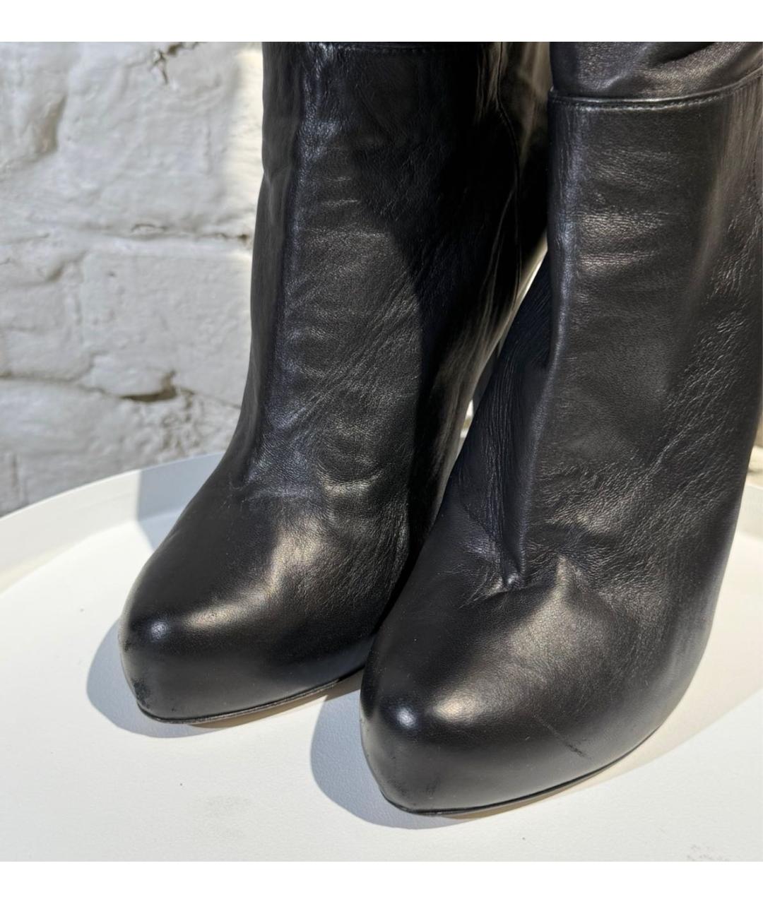 ERMANNO SCERVINO Черные кожаные ботфорты, фото 2