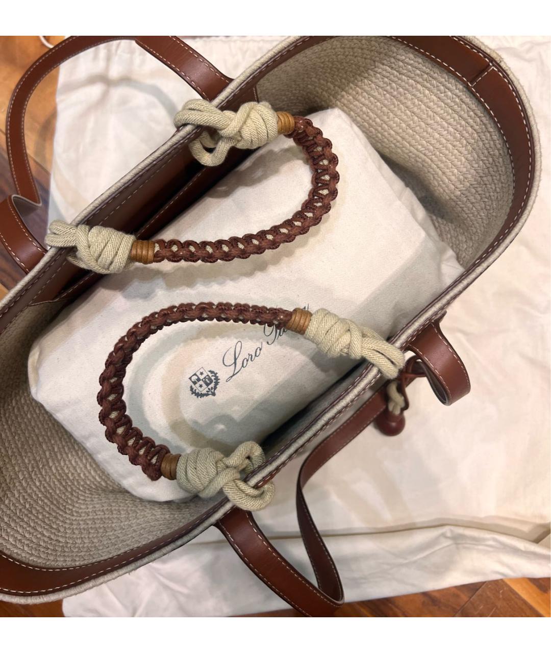 LORO PIANA Бежевая пелетеная пляжная сумка, фото 4