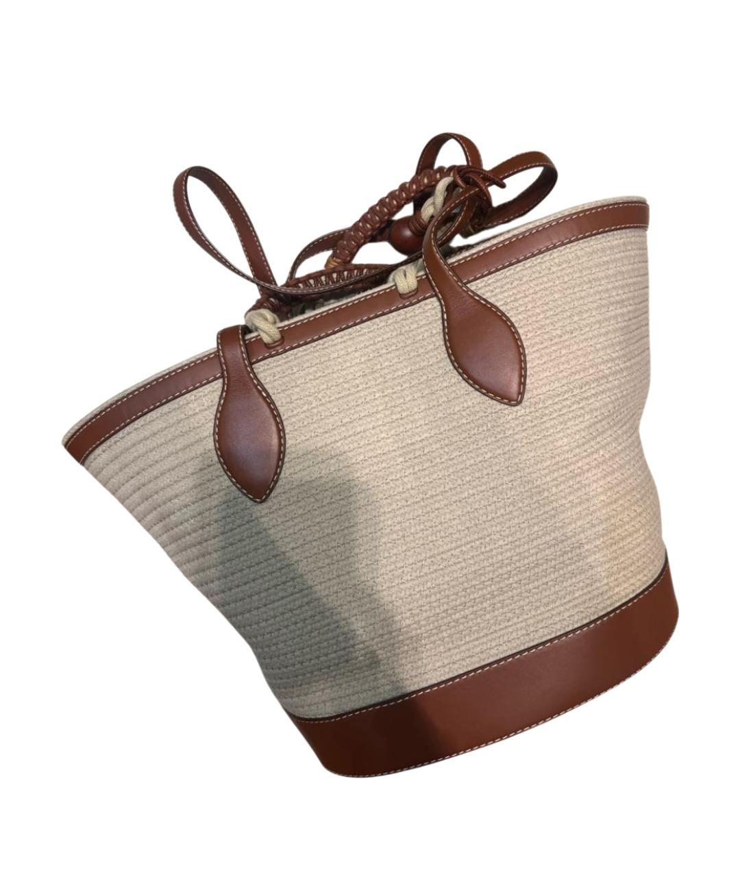 LORO PIANA Бежевая пелетеная пляжная сумка, фото 1