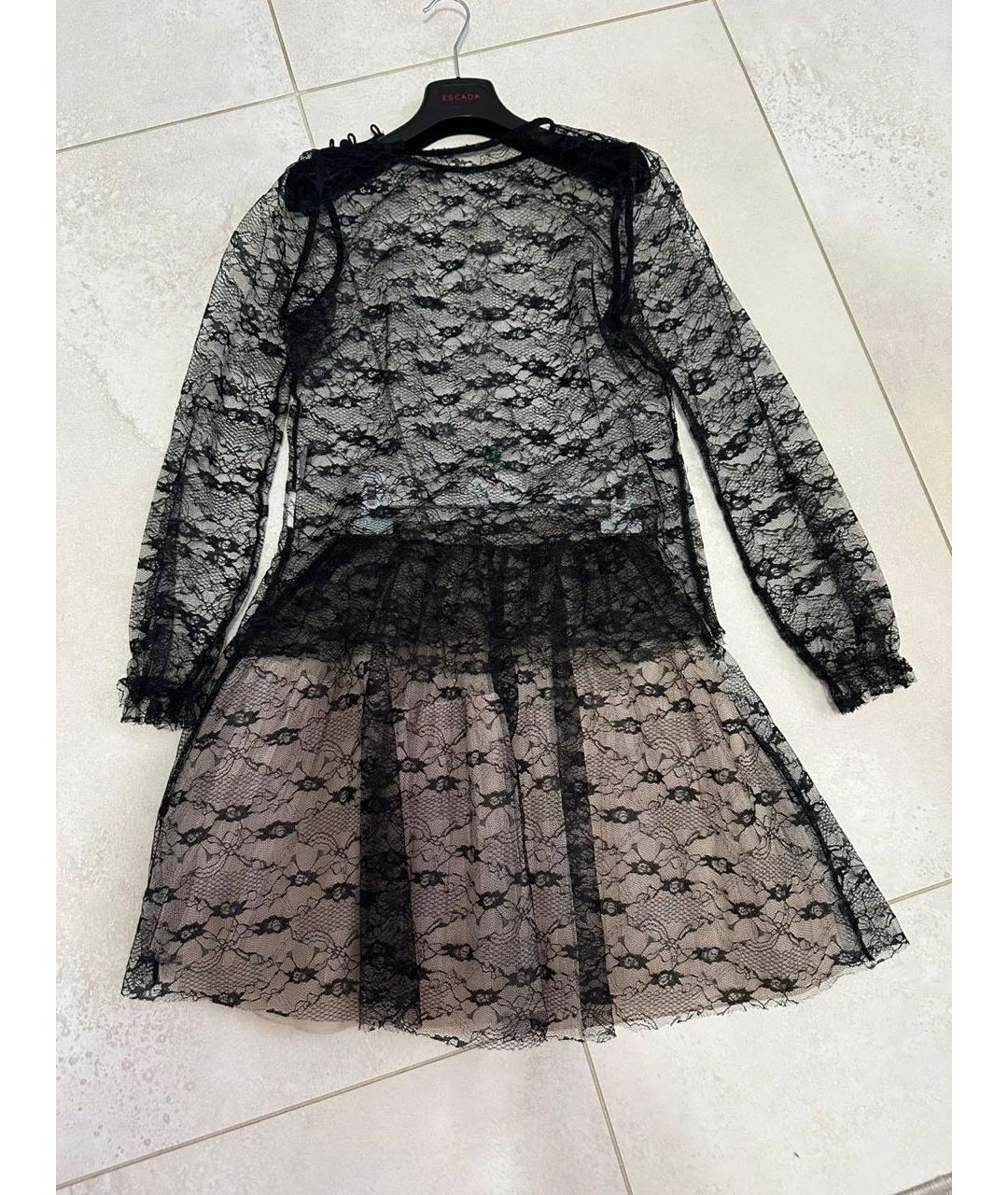 RED VALENTINO Черное сетчатое вечернее платье, фото 9