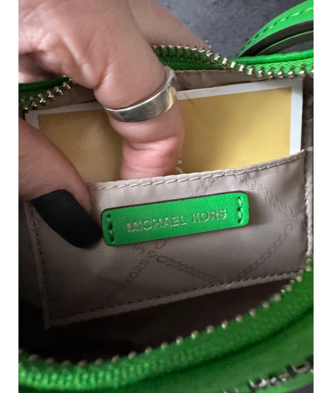 MICHAEL KORS Салатовая синтетическая сумка через плечо, фото 6