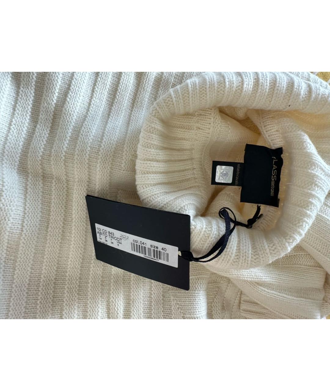 CAVALLI CLASS Белое шерстяное повседневное платье, фото 5