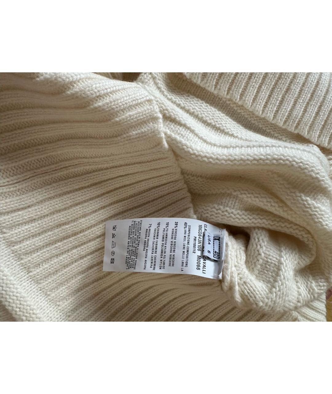 CAVALLI CLASS Белое шерстяное повседневное платье, фото 4