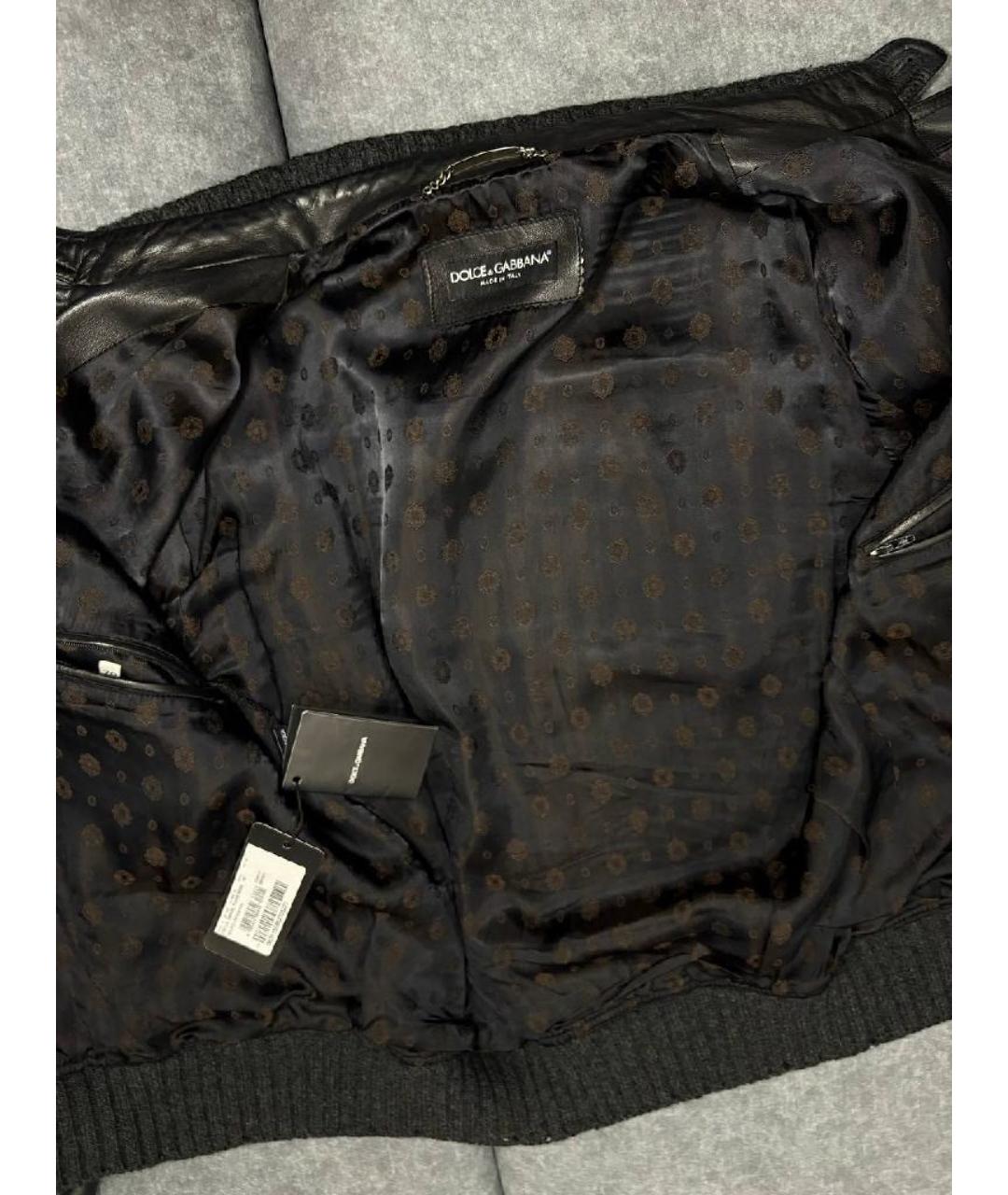 DOLCE&GABBANA Черная кожаная куртка, фото 3