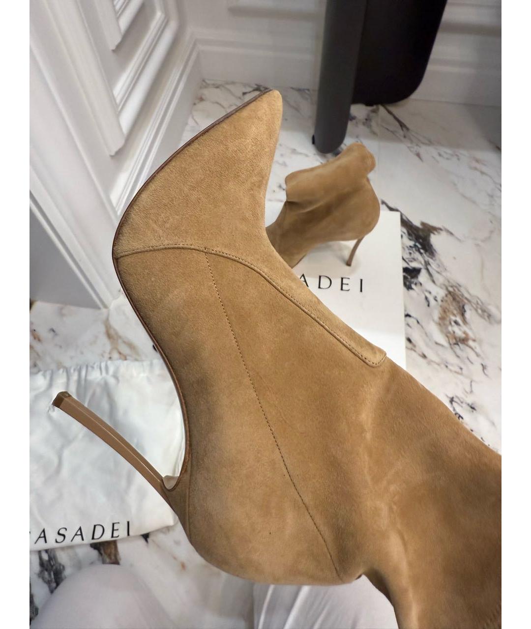 CASADEI Коричневые замшевые ботильоны, фото 3