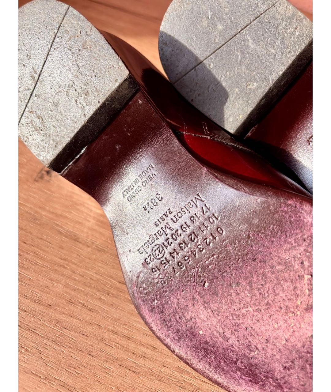 MAISON MARGIELA Бордовые низкие ботинки из лакированной кожи, фото 4