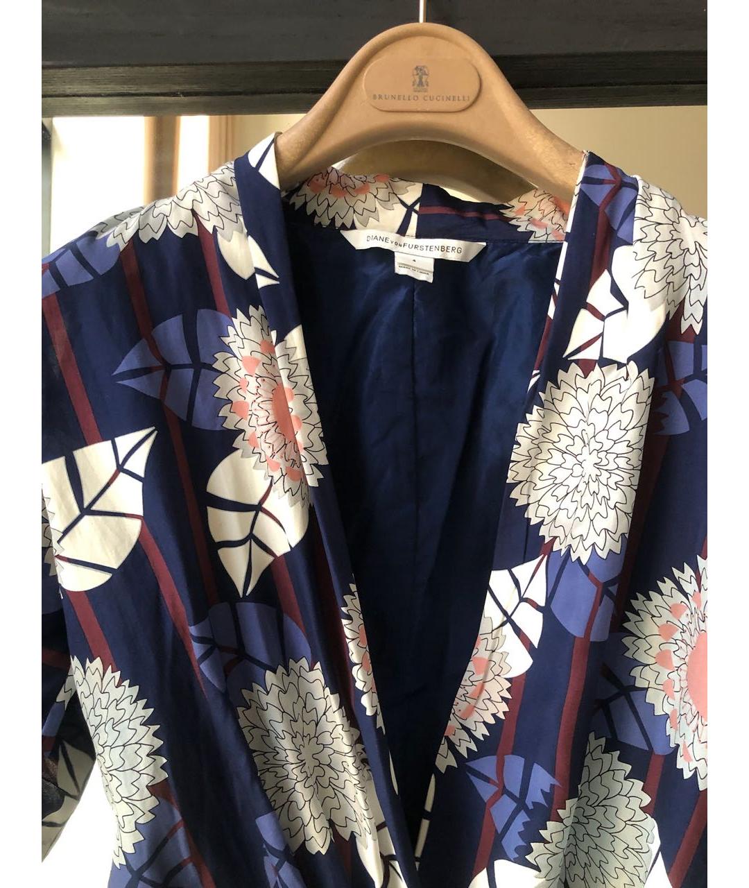 DIANE VON FURSTENBERG Темно-синее шелковое вечернее платье, фото 4