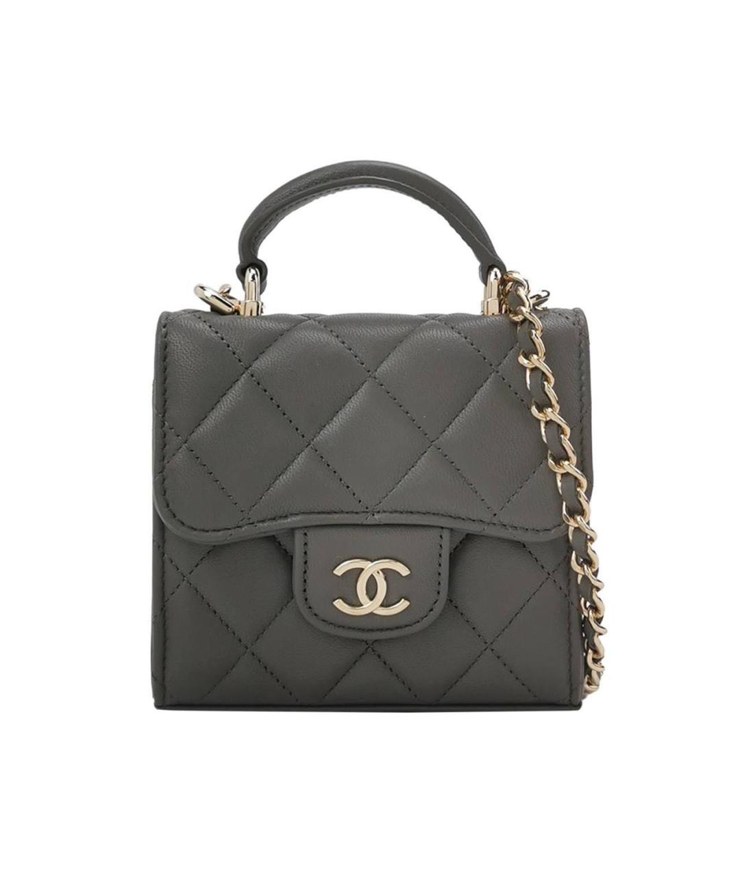 CHANEL Серая кожаная сумка через плечо, фото 8