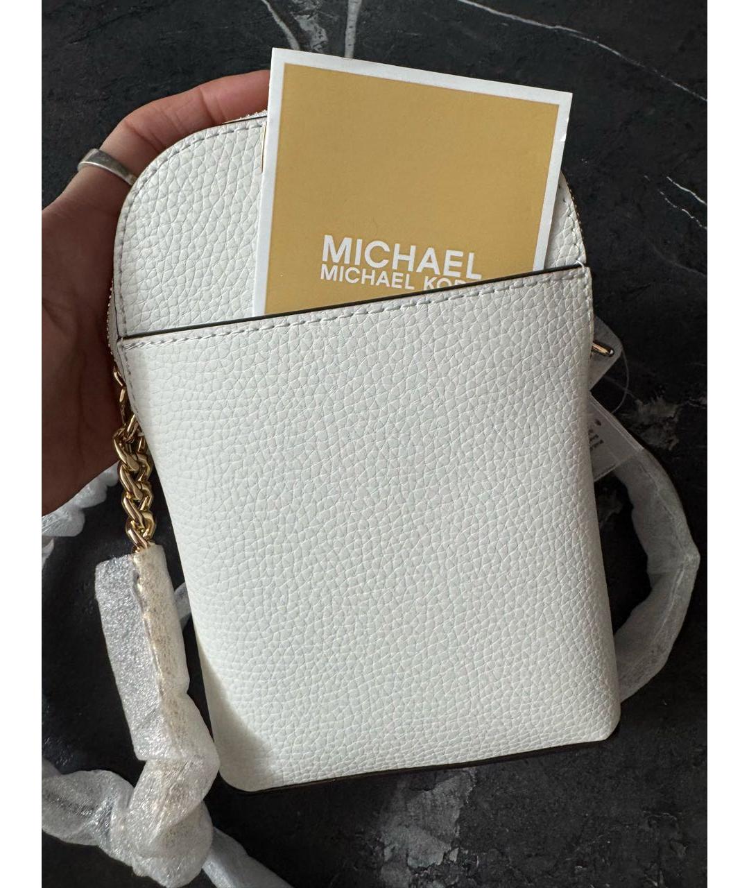 MICHAEL KORS Белая кожаная сумка через плечо, фото 8