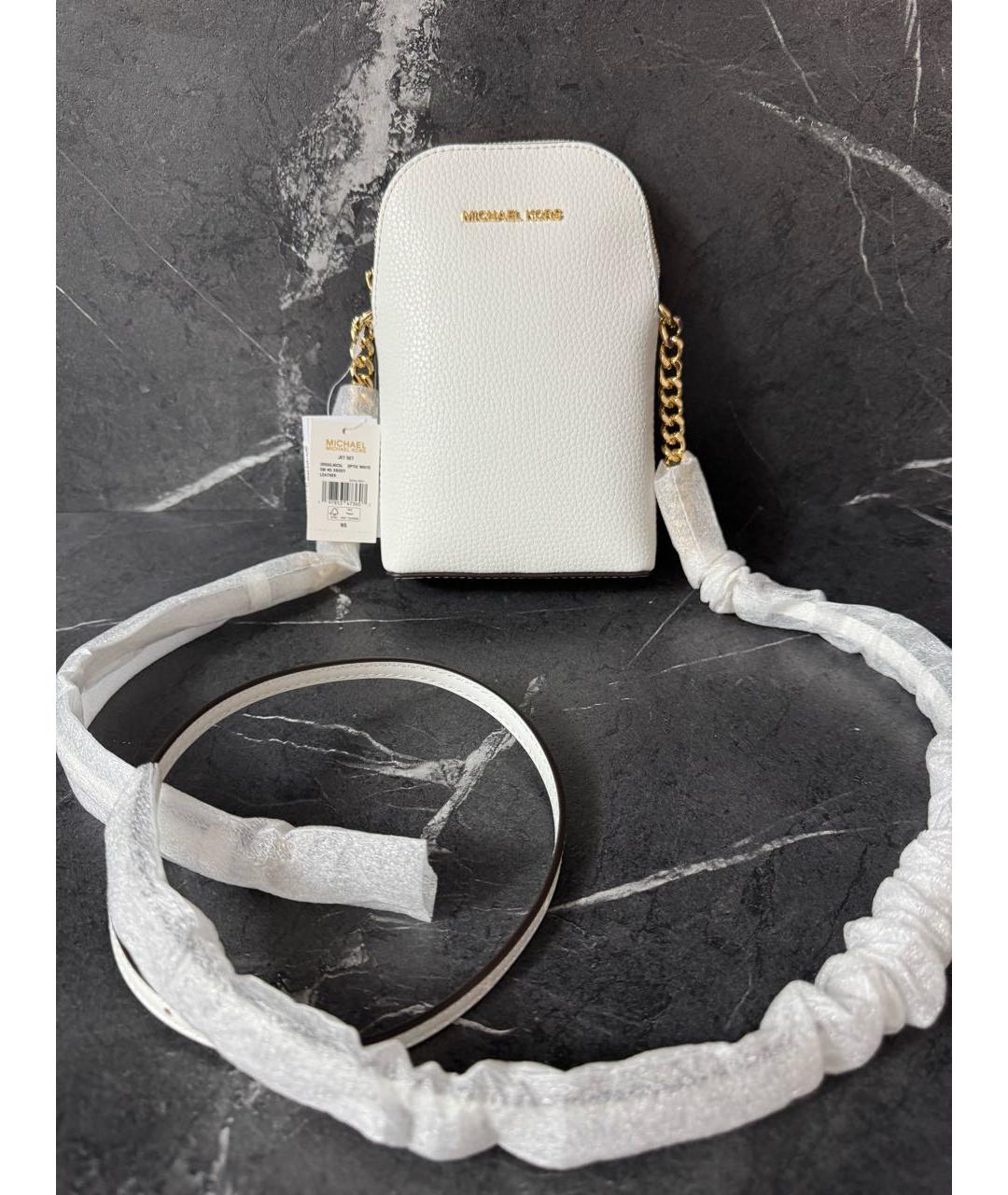 MICHAEL KORS Белая кожаная сумка через плечо, фото 9