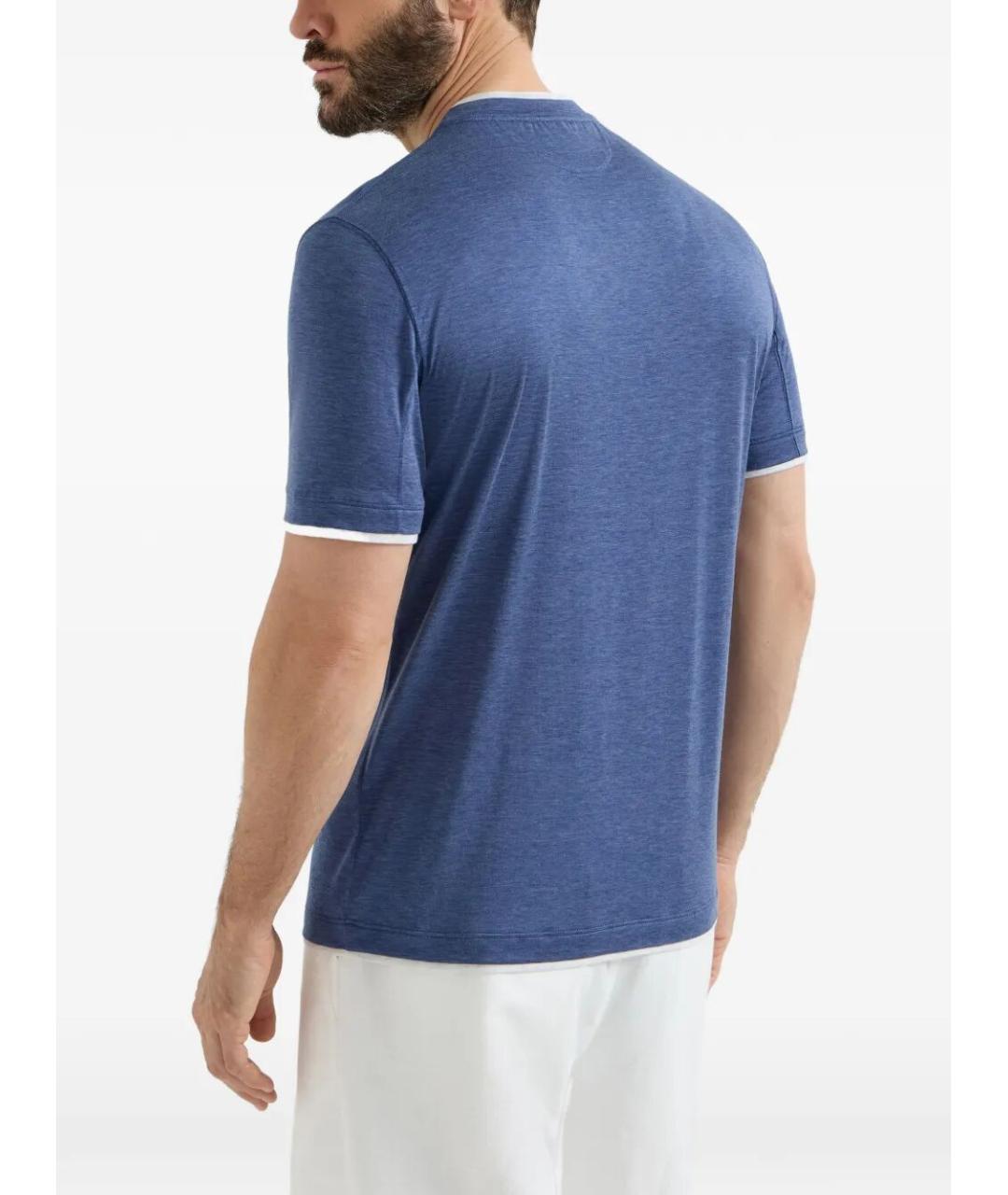 BRUNELLO CUCINELLI Синяя футболка, фото 2