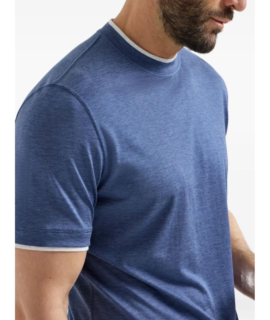BRUNELLO CUCINELLI Синяя футболка, фото 3