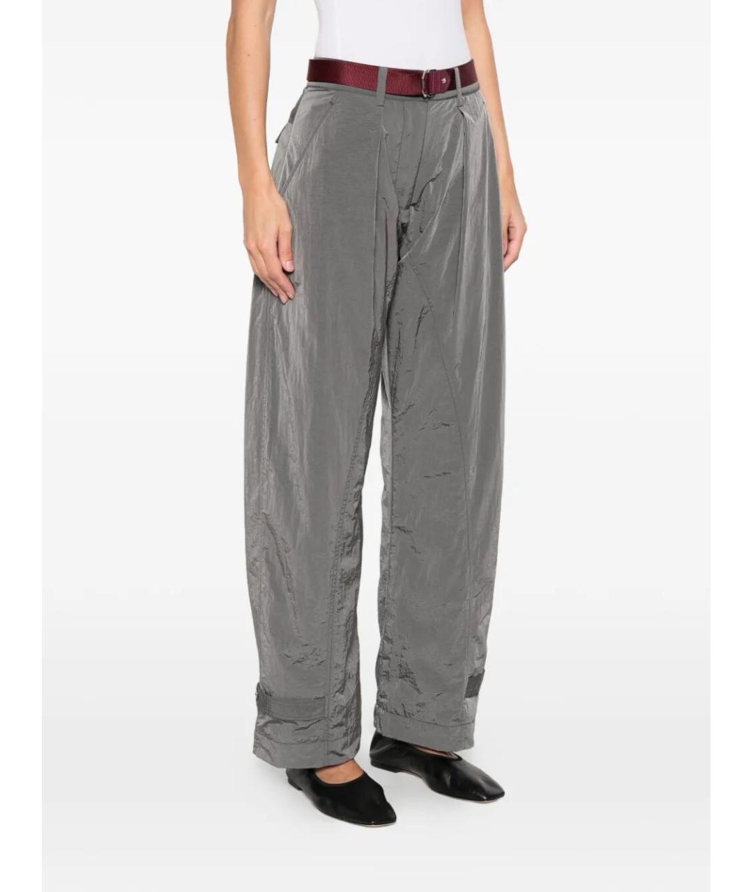 PINKO Серые полиамидовые прямые брюки, фото 4
