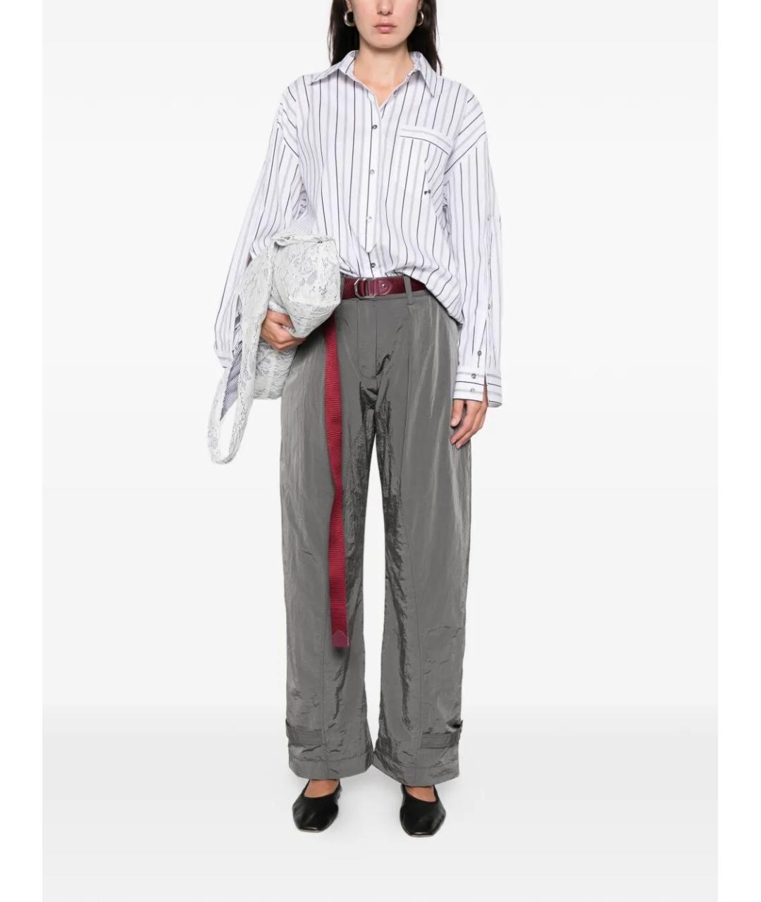 PINKO Серые полиамидовые прямые брюки, фото 2