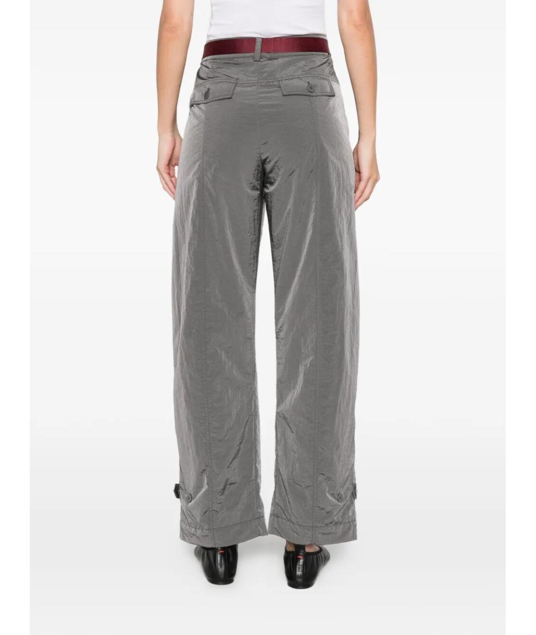 PINKO Серые полиамидовые прямые брюки, фото 5