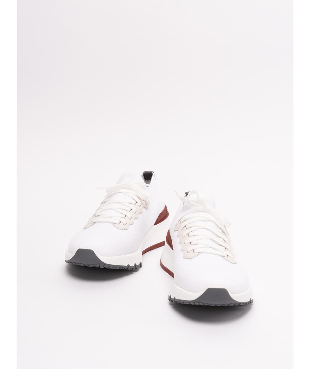 BRUNELLO CUCINELLI Белые текстильные низкие кроссовки / кеды, фото 2