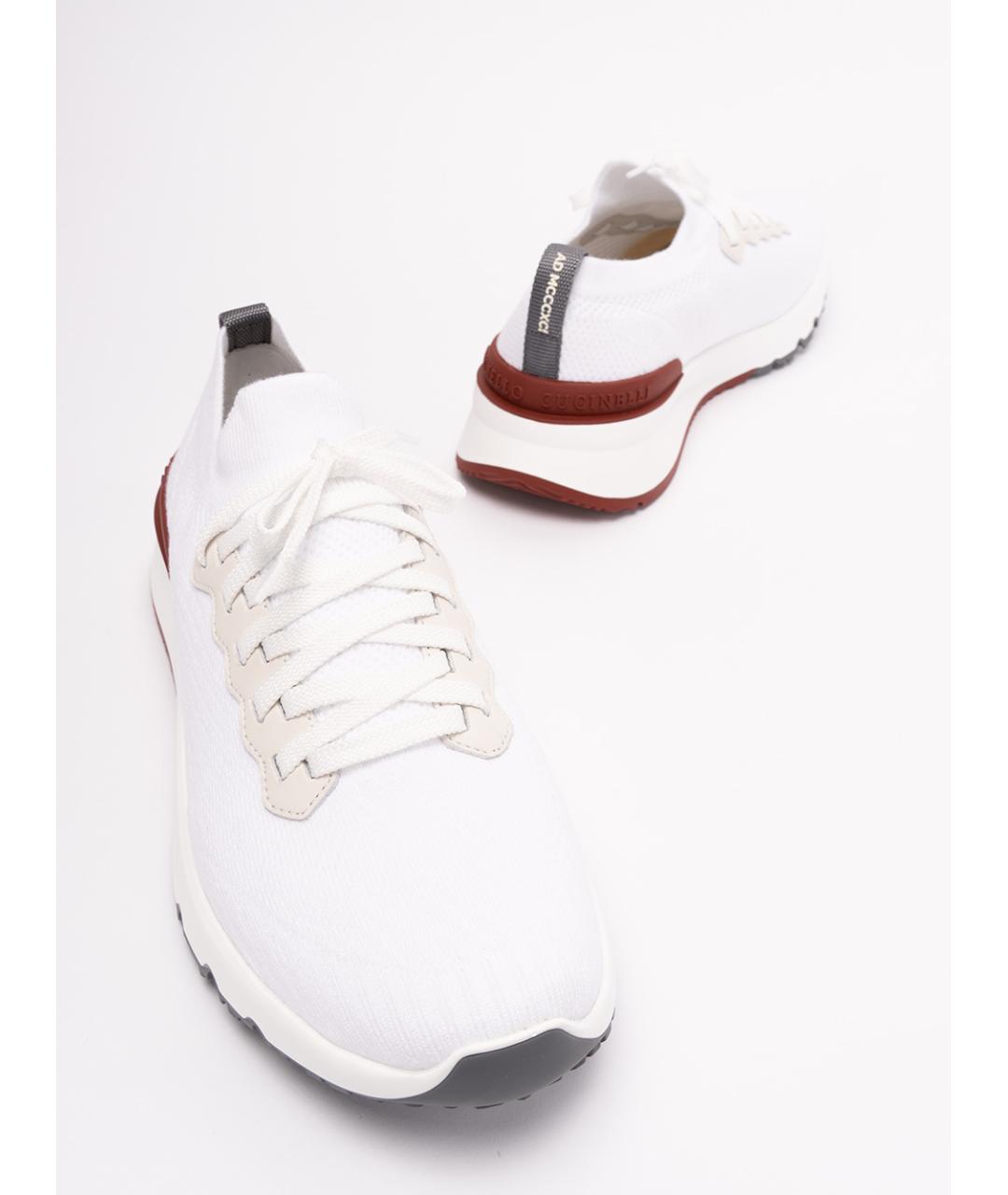 BRUNELLO CUCINELLI Белые текстильные низкие кроссовки / кеды, фото 6