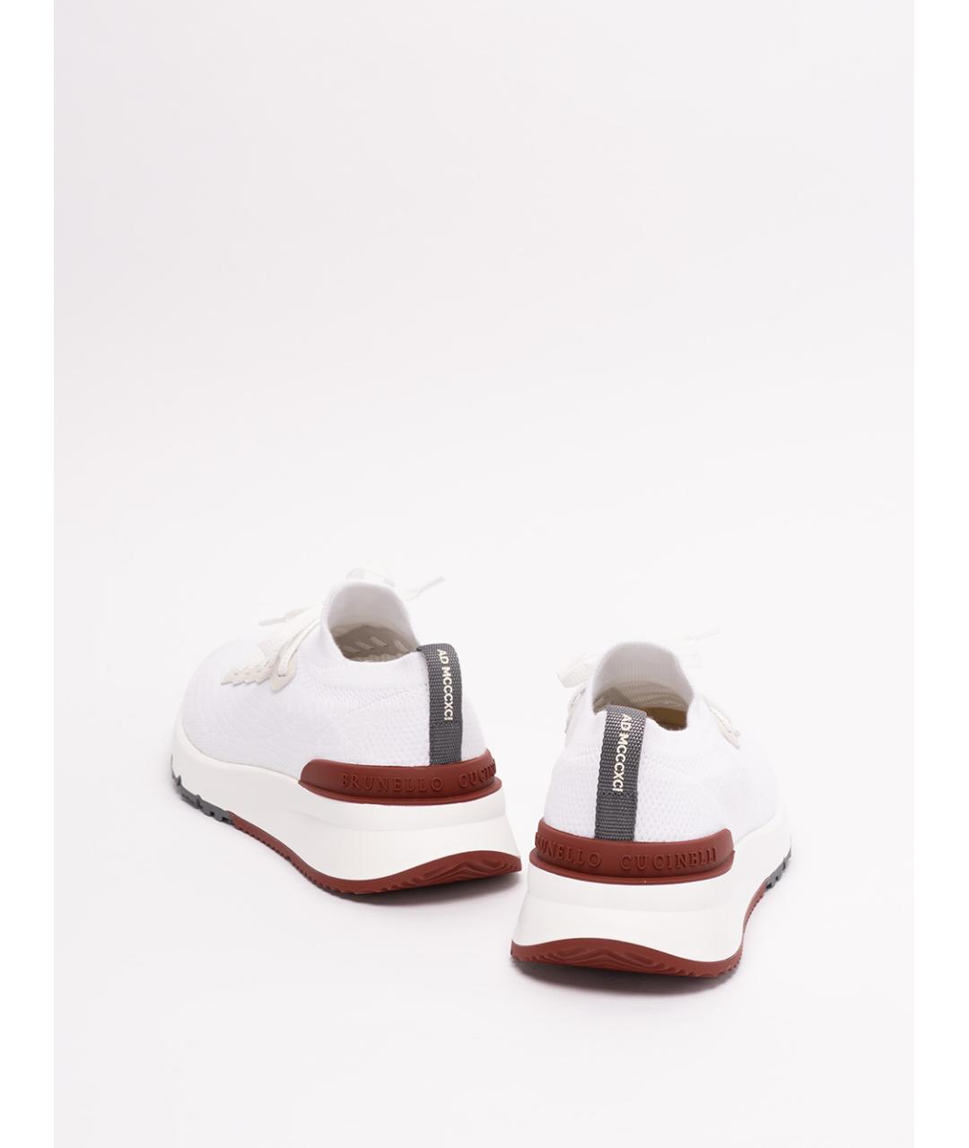 BRUNELLO CUCINELLI Белые текстильные низкие кроссовки / кеды, фото 3