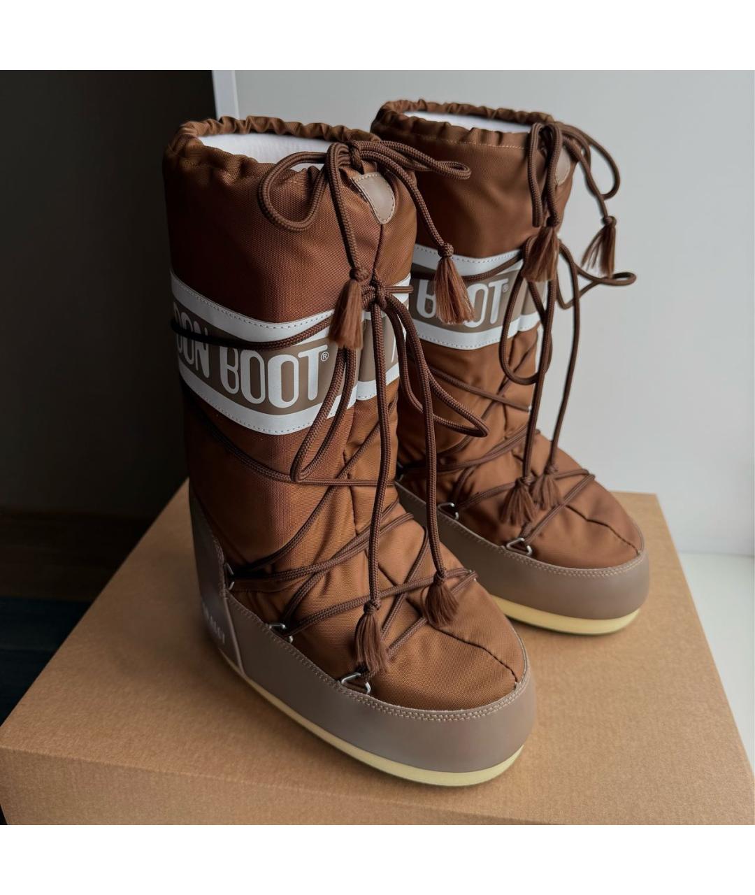 MOON BOOT Коричневые текстильные сапоги, фото 6