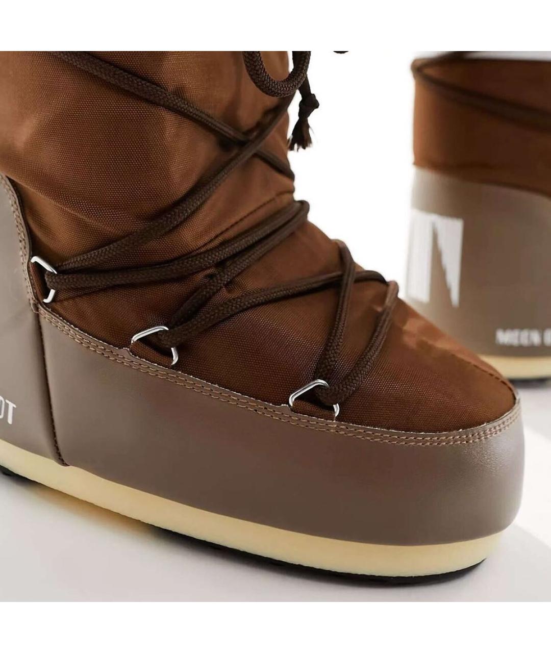 MOON BOOT Коричневые текстильные сапоги, фото 3