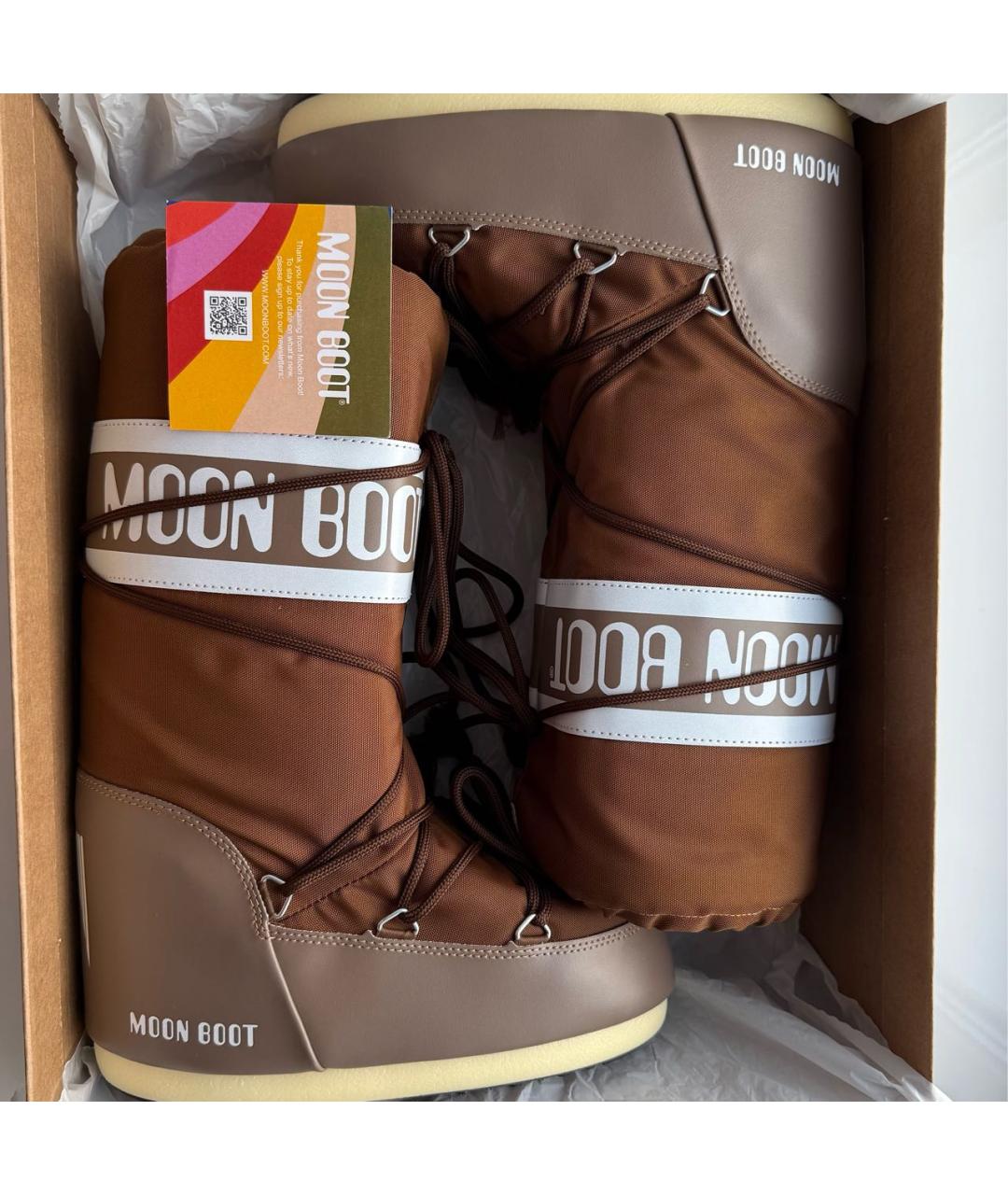 MOON BOOT Коричневые текстильные сапоги, фото 5